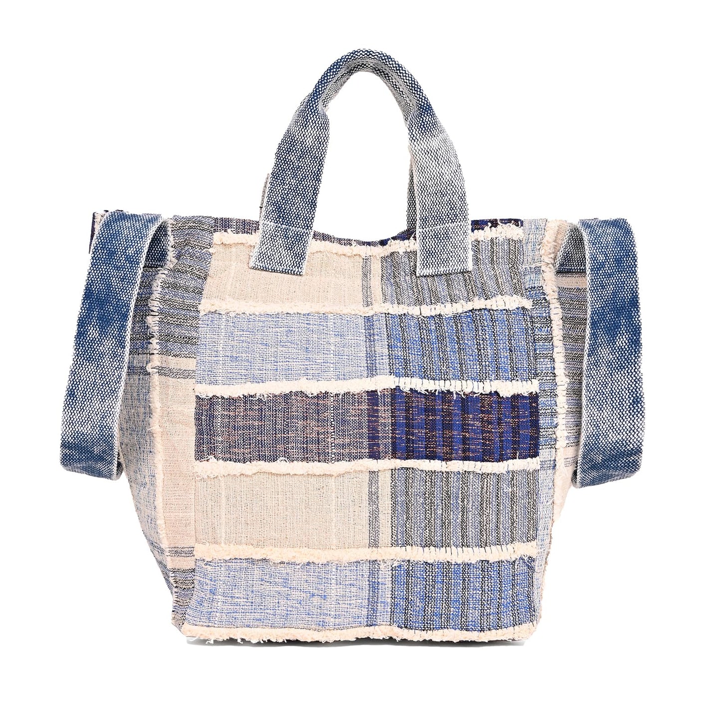 Boho Girl Canvas Jacquard Tote | Womens College Handbag | Indigo Shoulder Bag