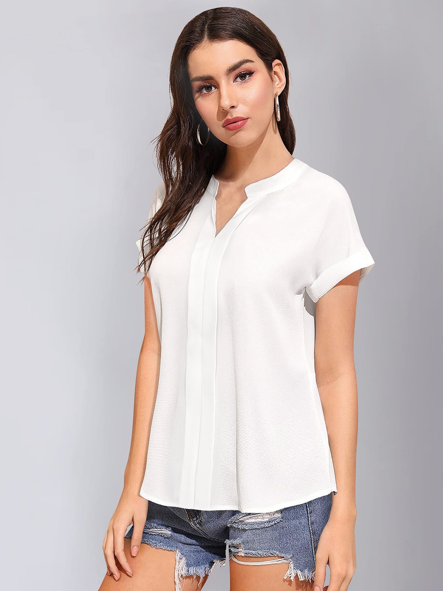 KERI PERRY Women's White Rayon Solid Straight Western Top | Winter Top | Western Top | Top for Women | Latest Women Top | Trendy Women Top