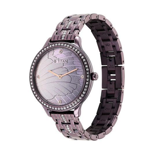 Titan Analog Purple Dial Women's Watch-95209QM01