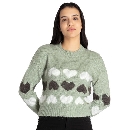 Status Quo Womens Jacquard Round Neck Sweater