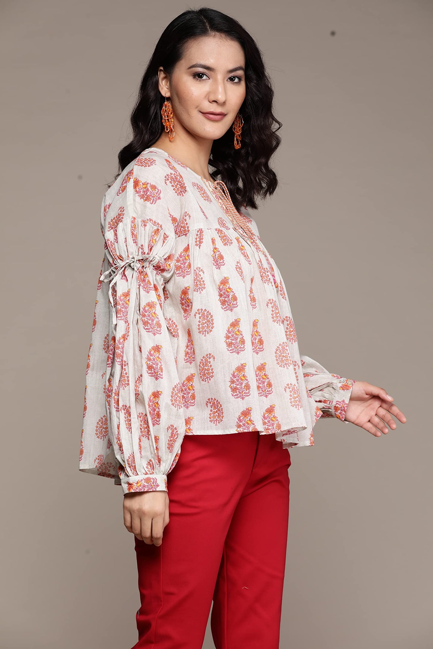 Aarke Ritu Kumar Grey Printed A-Line Top