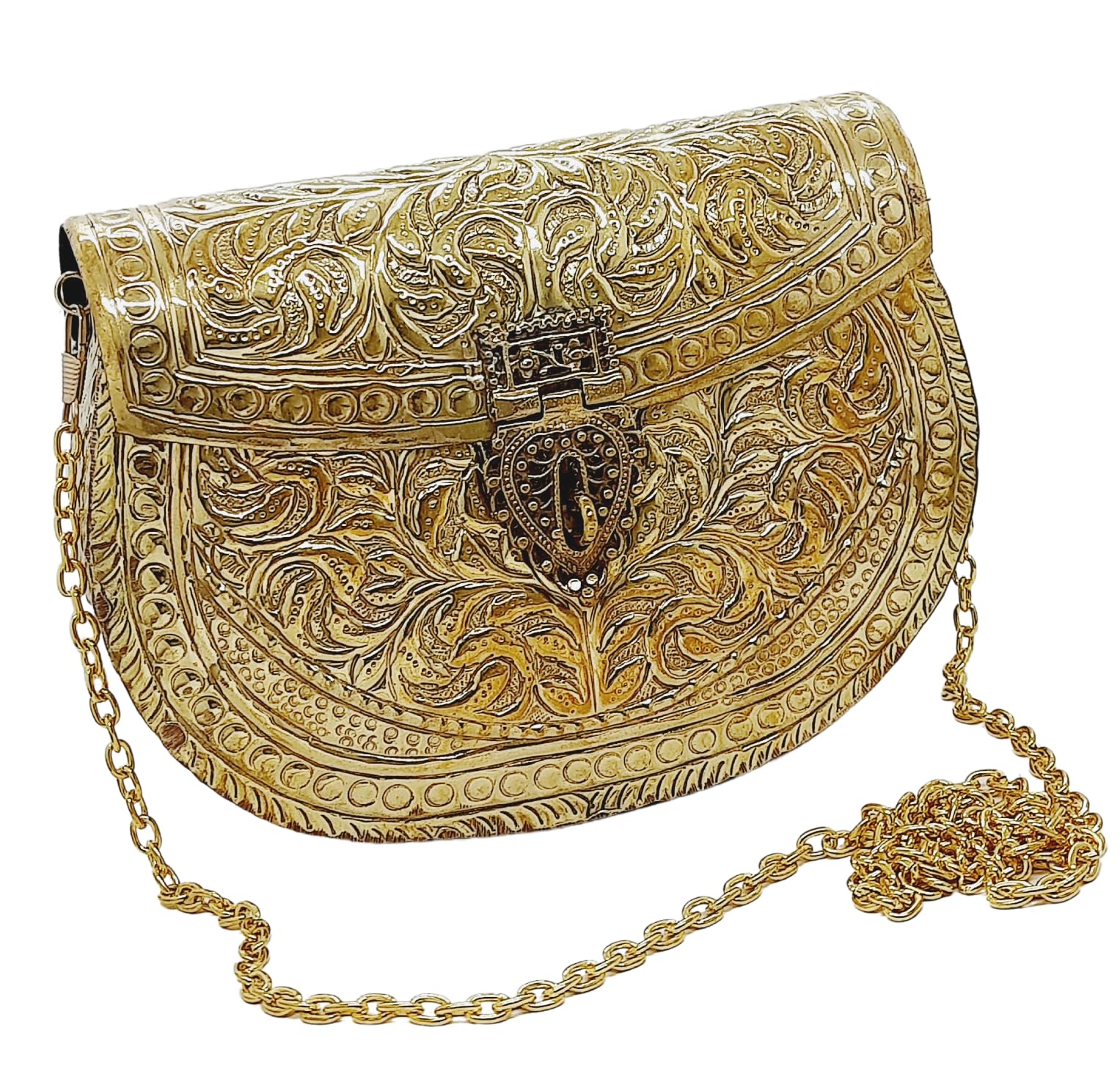 Buy Girls/women Party Gift Bridal Golden Metal Bag, Brass Clutch, Vintage  Antique Ethnic Clutch, Metal Purse End to End Tracking Available Online in  India - Etsy