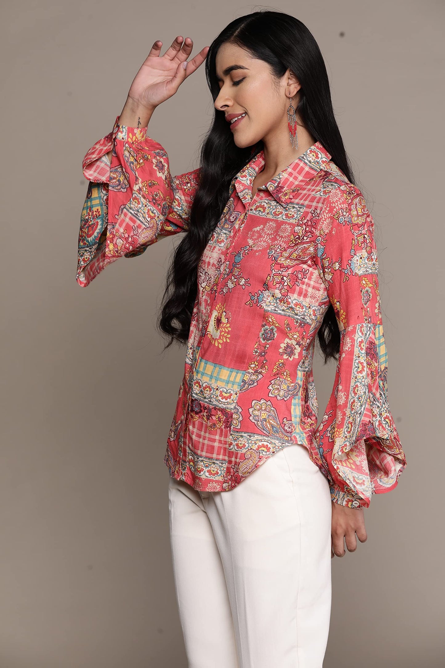 Aarke Ritu Kumar Pink Printed Shirt