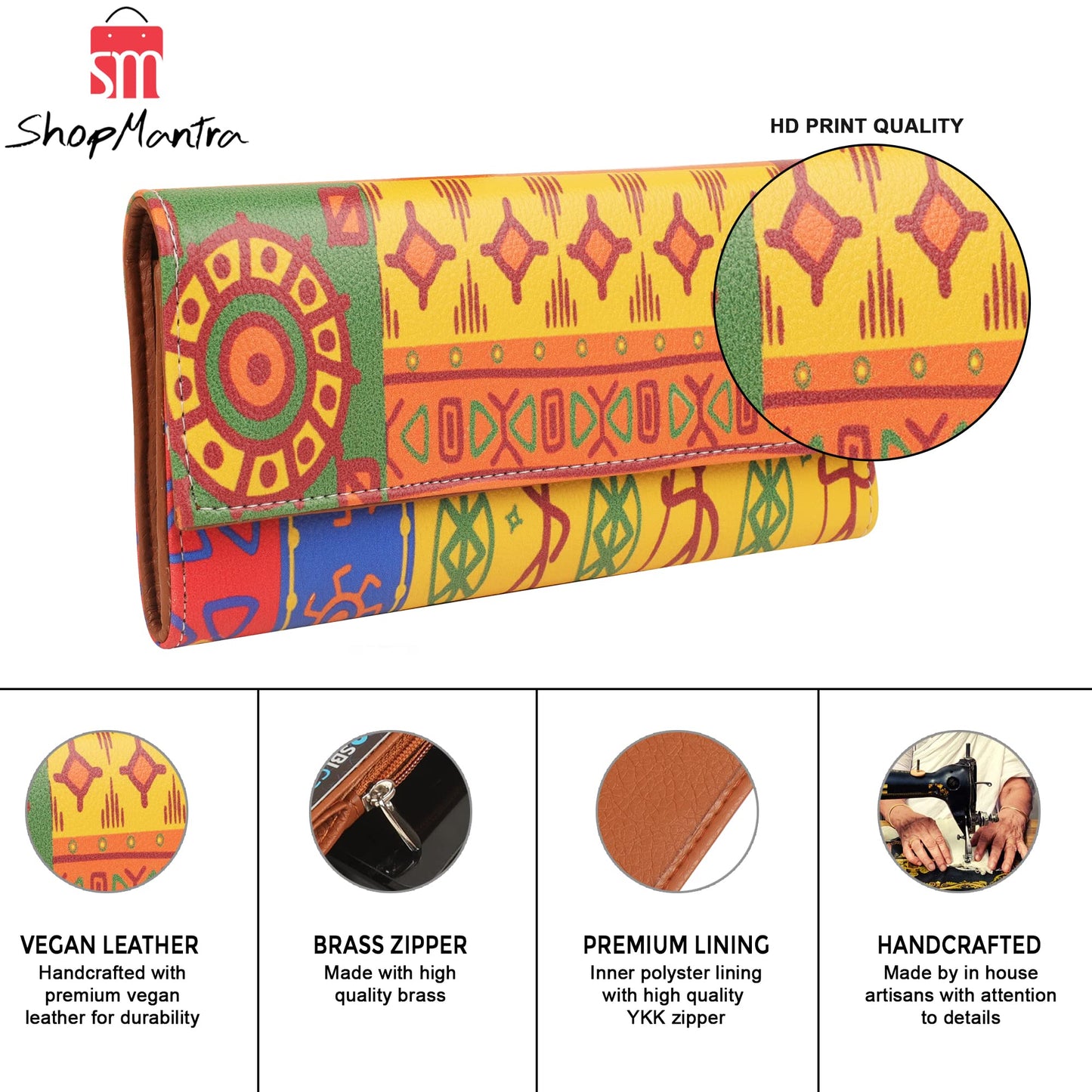 ShopMantra Wallet for Women's |Clutch|Made with Vegan Leather|Holds Upto 11 Cards 1 Id Slot|2 Notes and 1 Coin Compartment|Magnetic Closure|Orange