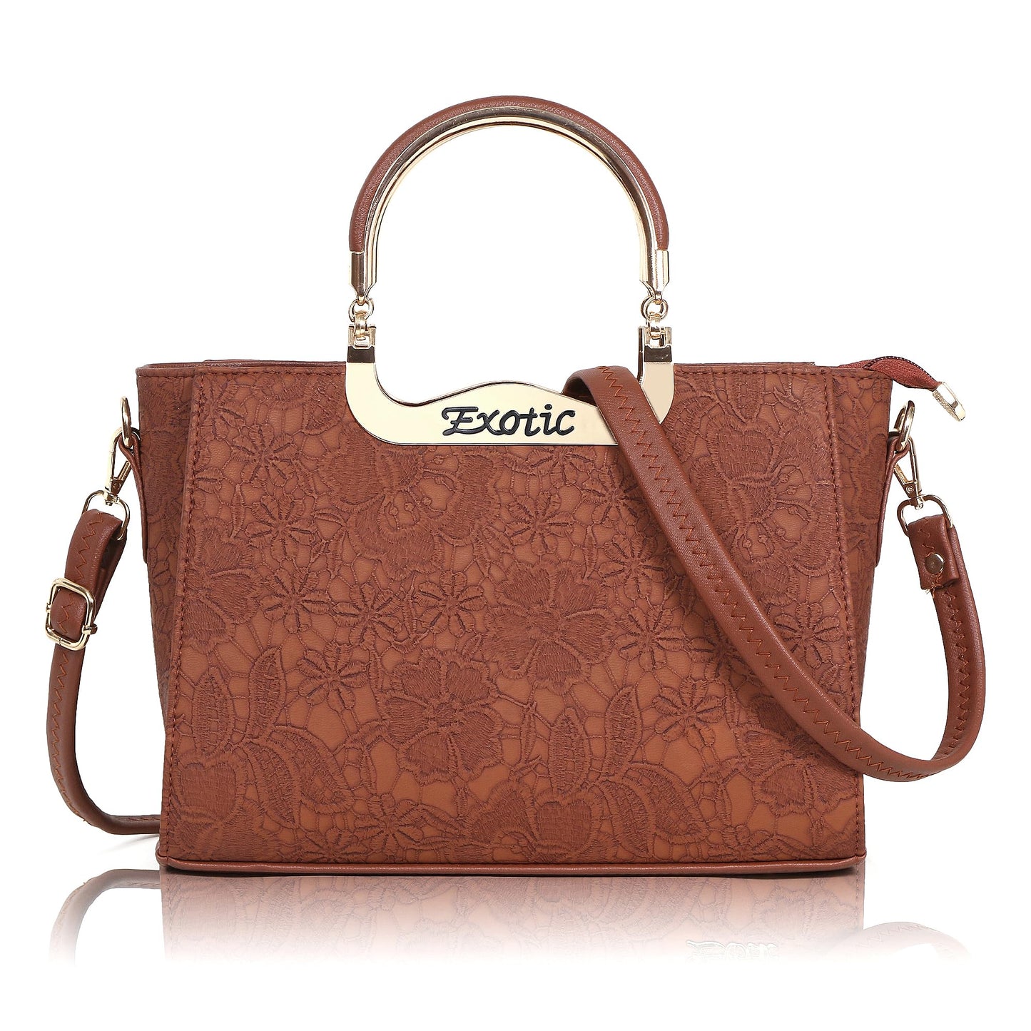 EXOTIC Women Floral Embellished Hand/Sling Bag (Tan)