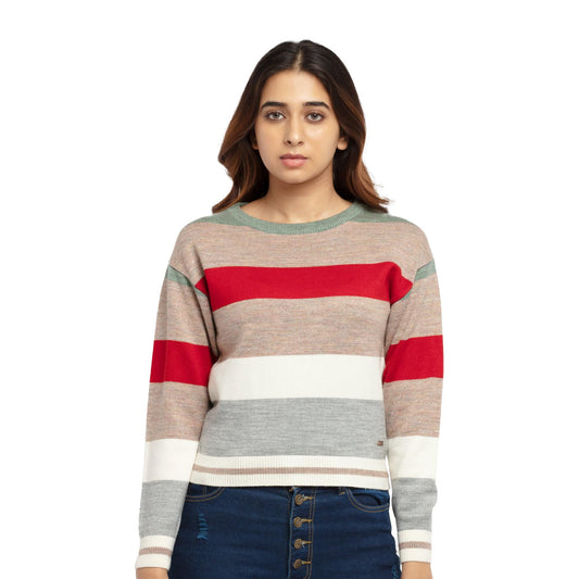 Status Quo Women's Cotton Modern Sweater (SQW-FK-21717-GREEN/Green/RED_XL)