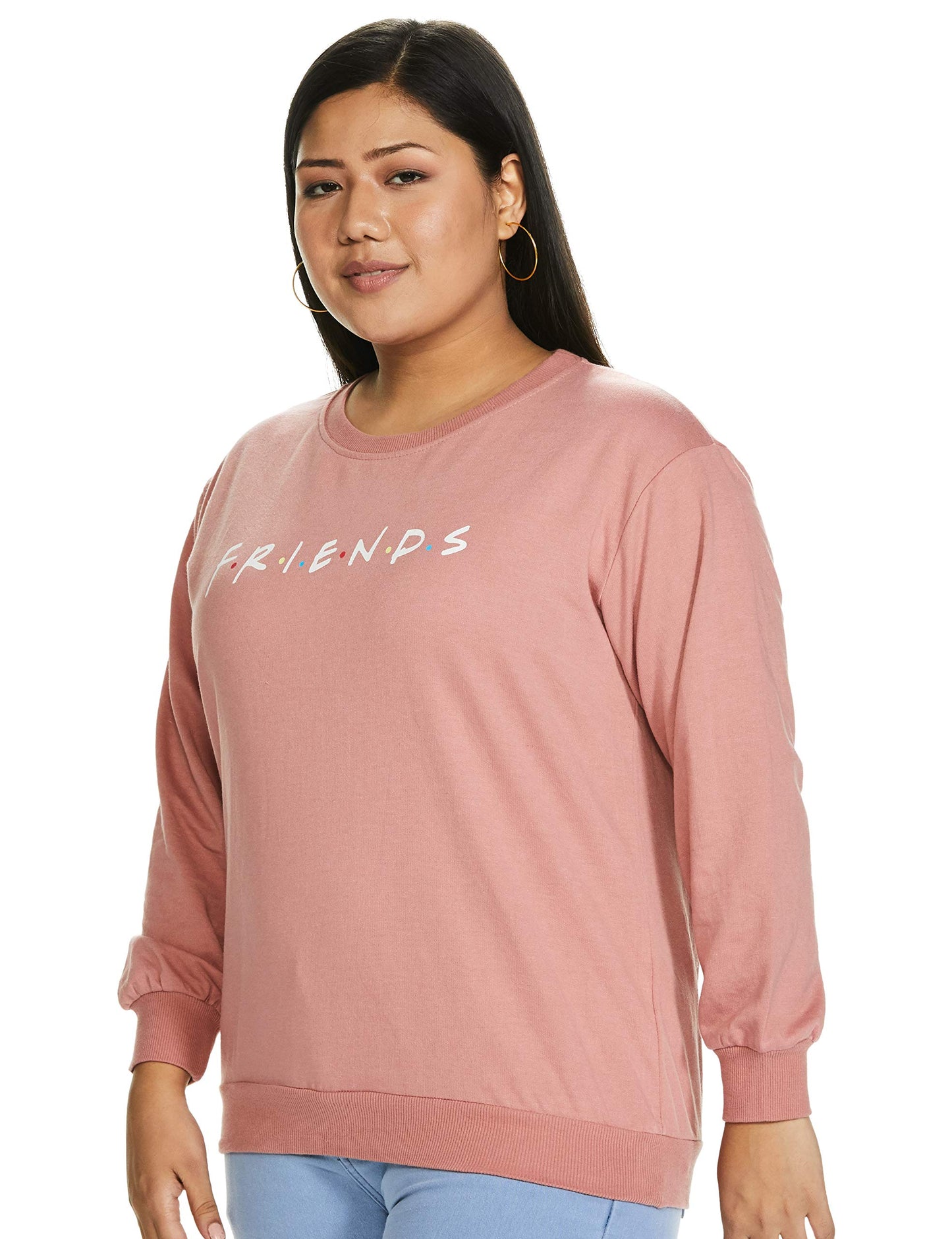 pluss Women Fleece Hooded and Crew Neck Sweatshirt(Pink)