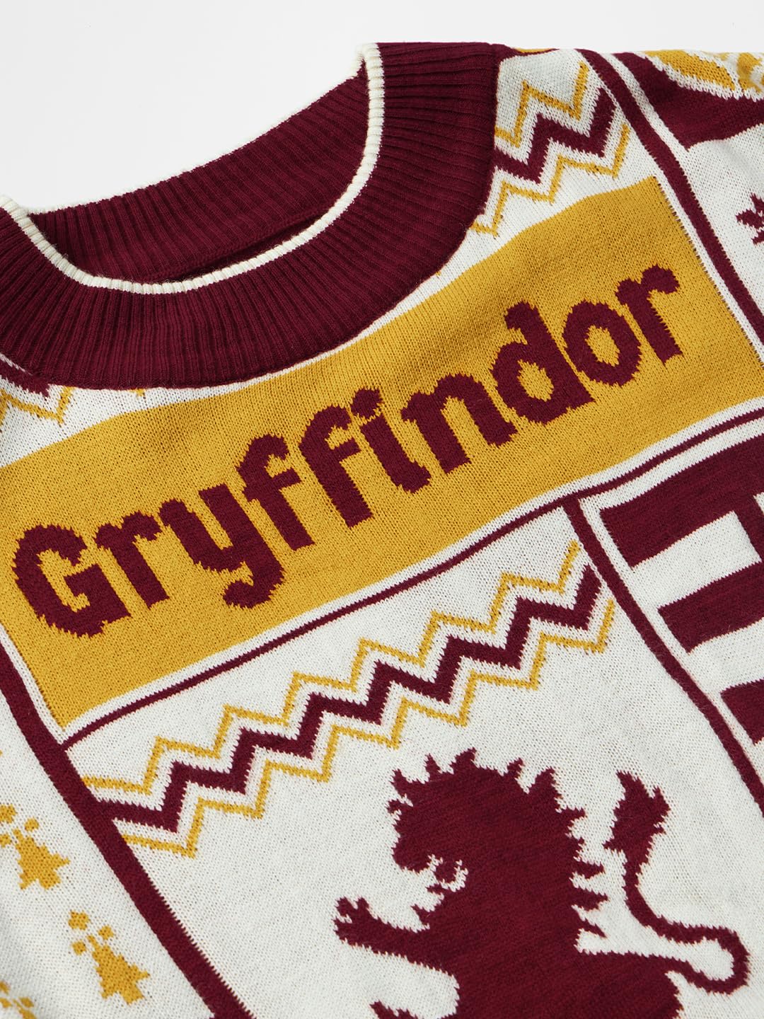 The Souled Store Harry Potter: House Gryffindor Women and Girls Long Sleeve Round Neck Multicolor Knitted Regular Fit Sweater