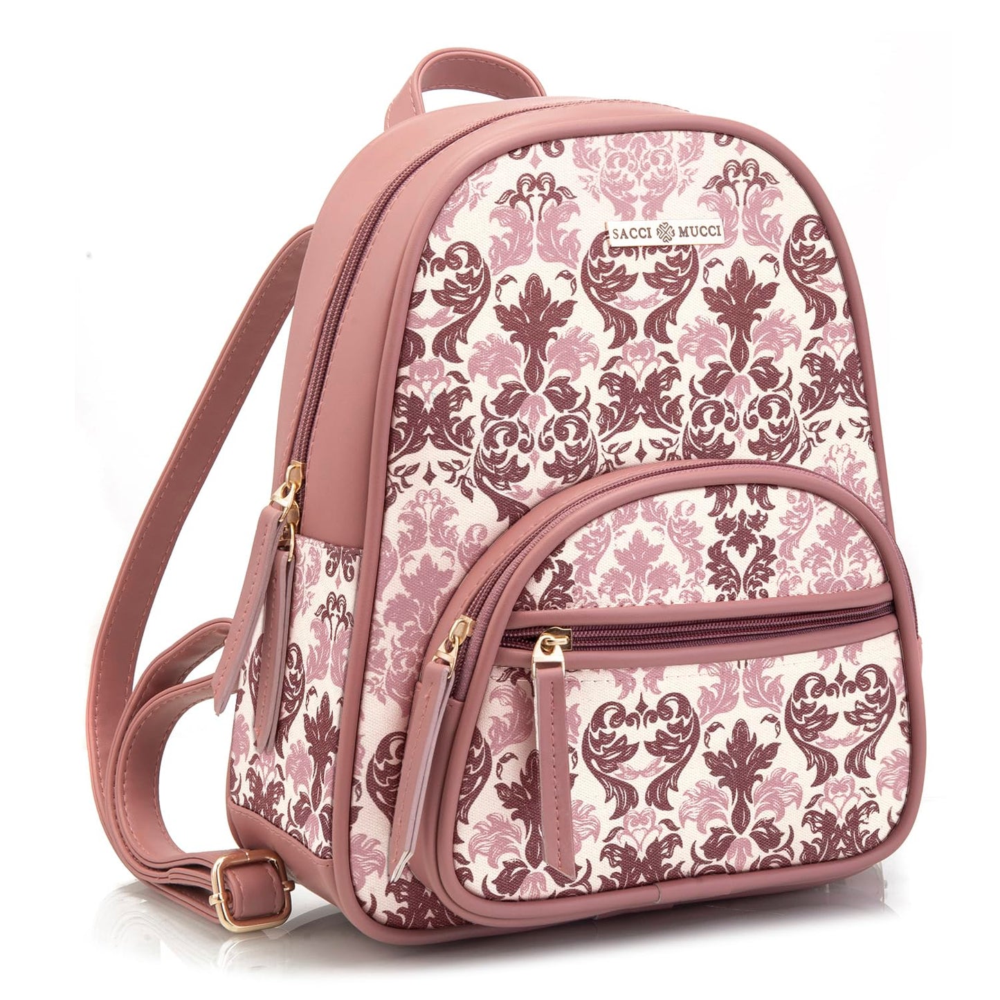 SACCI MUCCI Backpacks for girls latest | hand bag for women Trendy | college bags for girls Mini Small Women Backpacks Womens Kids Girls - Damask (Pink)