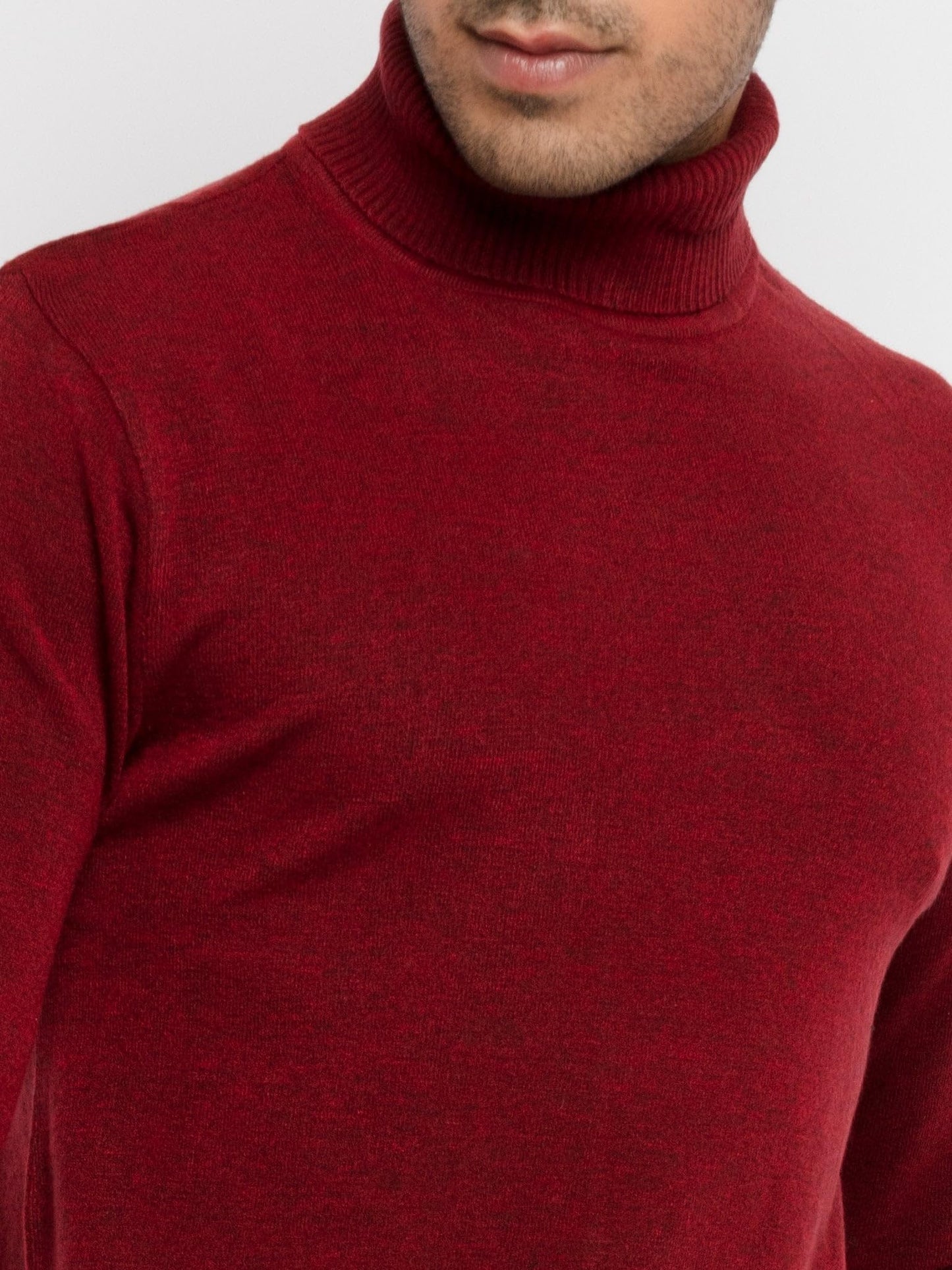 Mens Solid High Neck Sweater