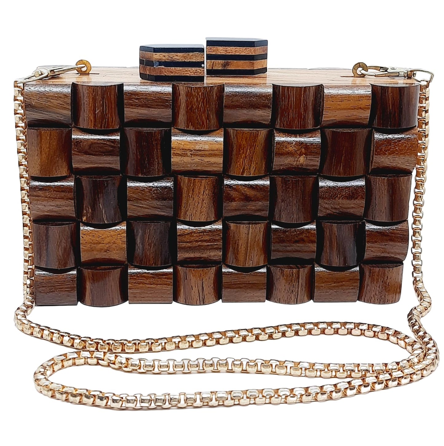 Trend Overseas Handmade Wooden Clutch Purse Bridal Clutch Handbag - Detachable Chain, Perfect for Any Model Cellphone