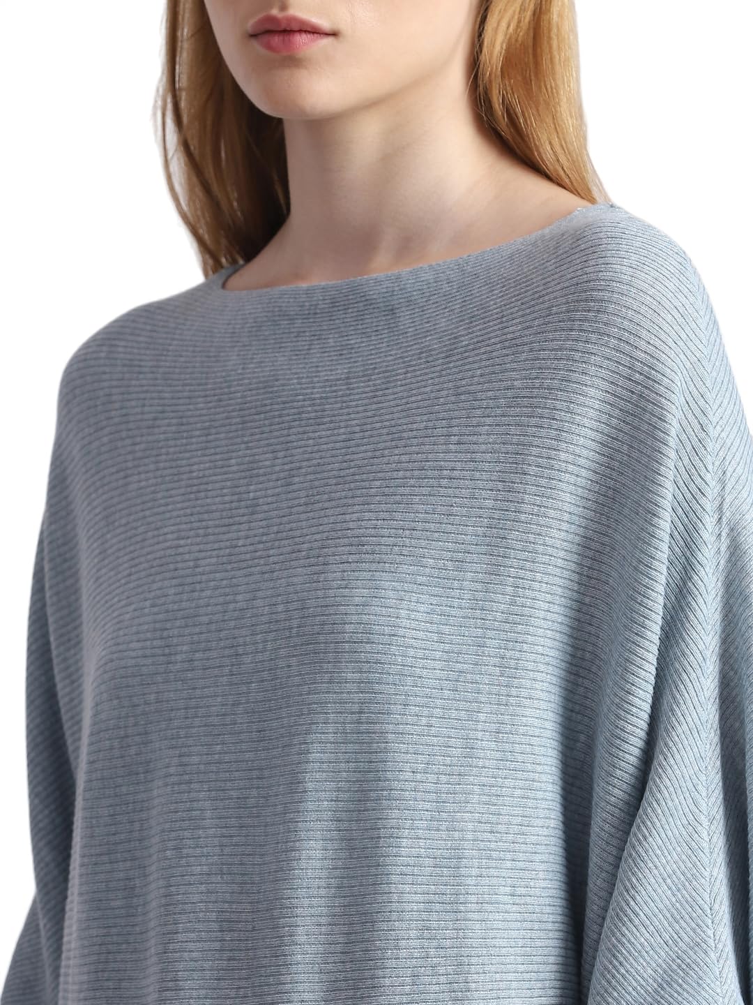 Only Women's Polyester Blend Round Neck Blue Pullover_X-Large