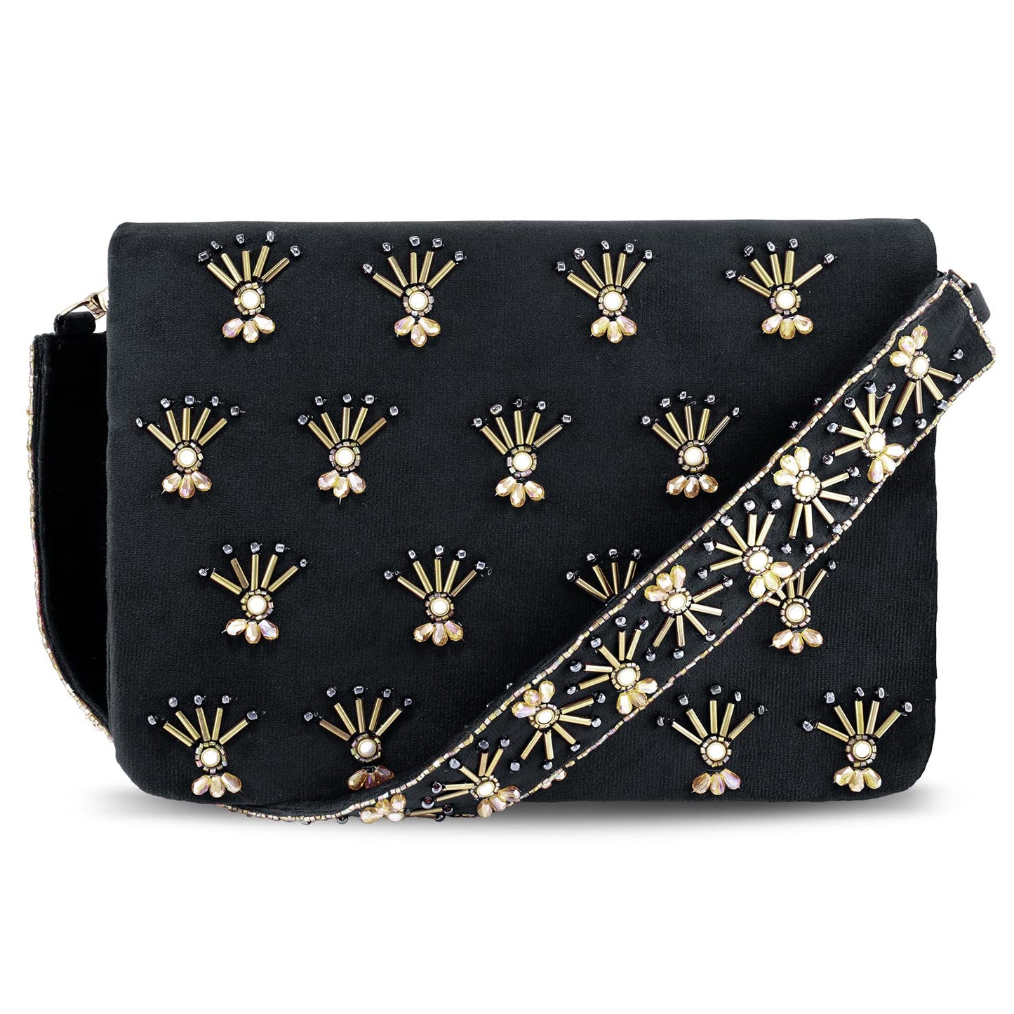 Peora Black Clutch Purses for Women Handmade Evening Handbags Bridal Clutch