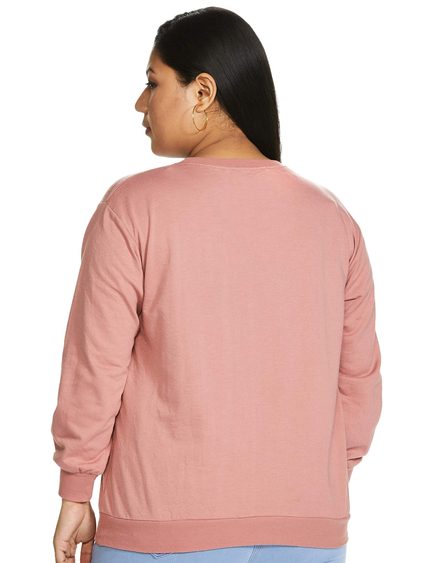 pluss Women Fleece Hooded and Crew Neck Sweatshirt(Pink)