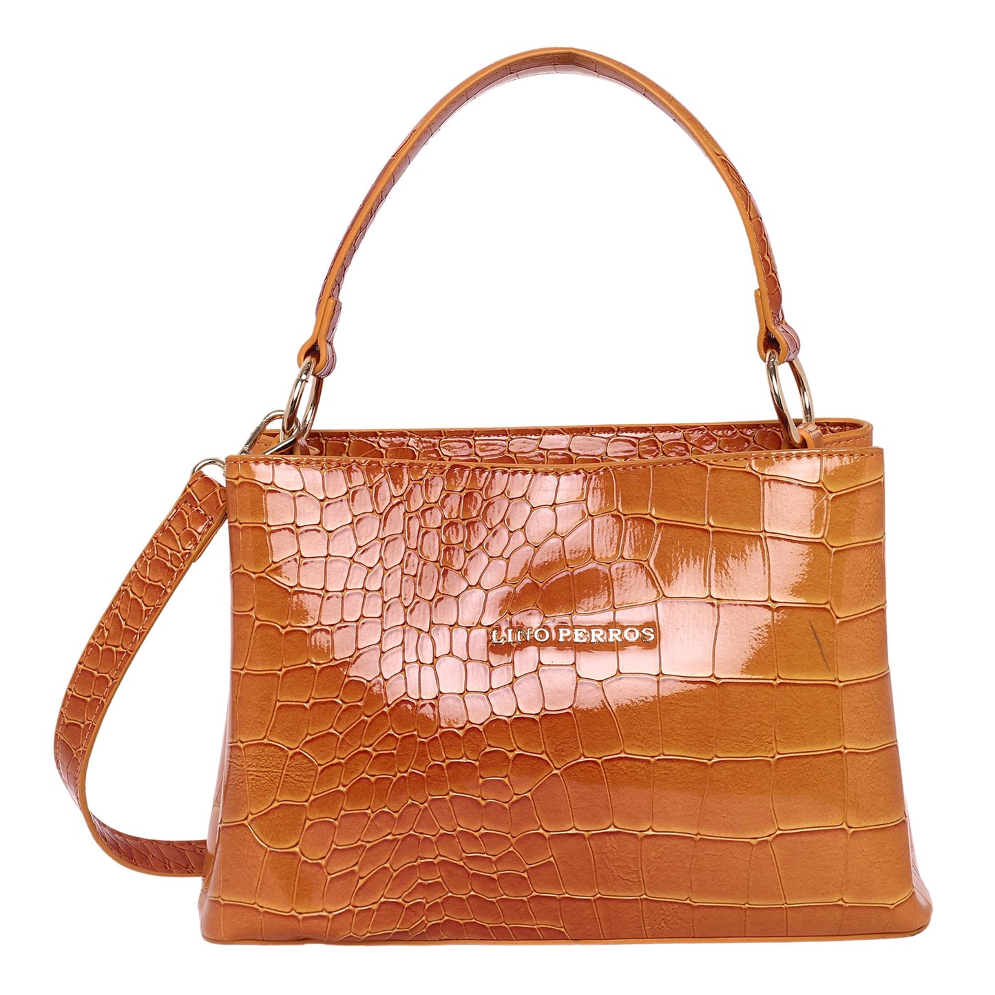 Lino Perros Glossy Tan Textured Satchel