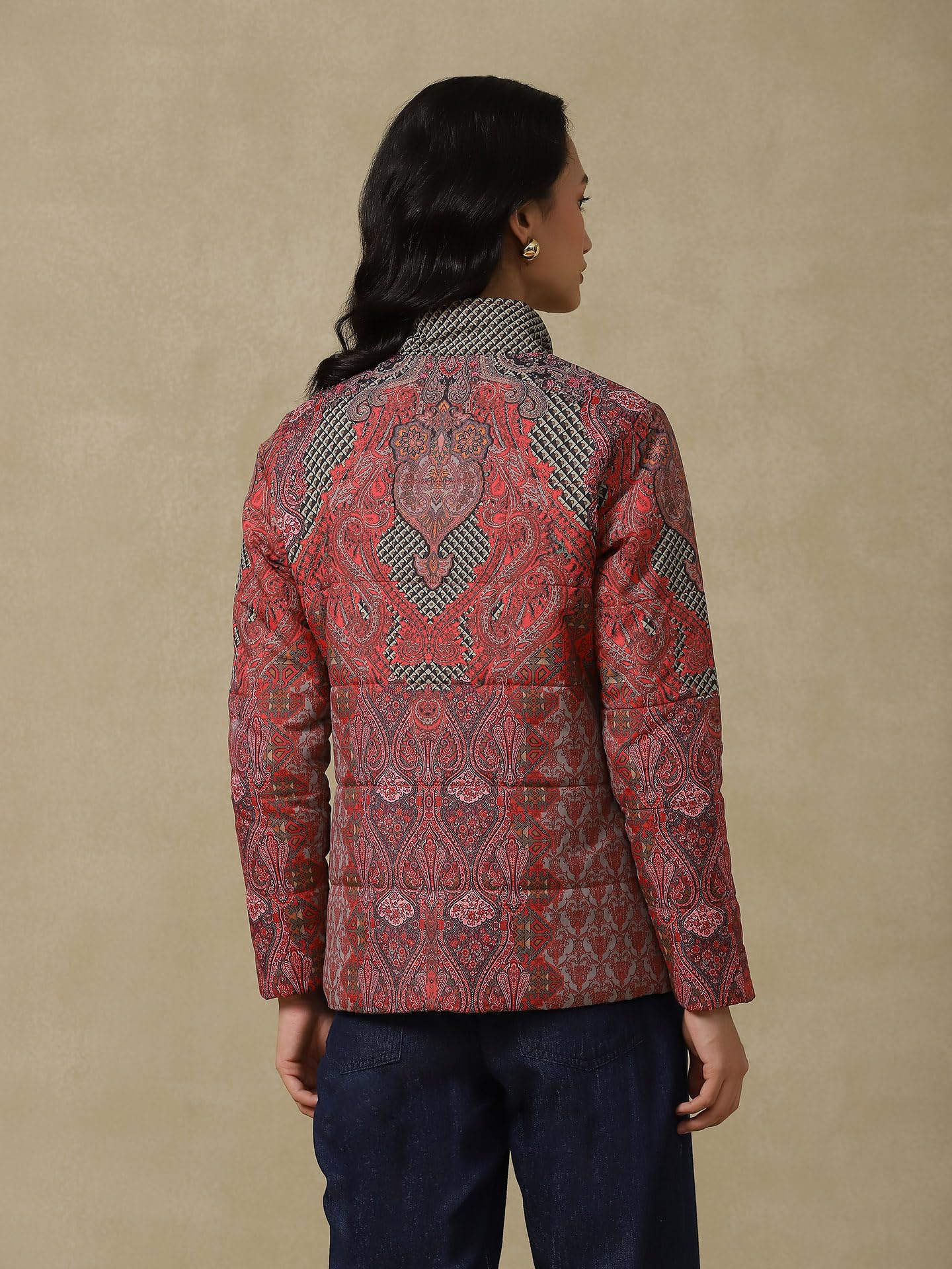 Aarke Ritu Kumar Red Multi Quited Jacket