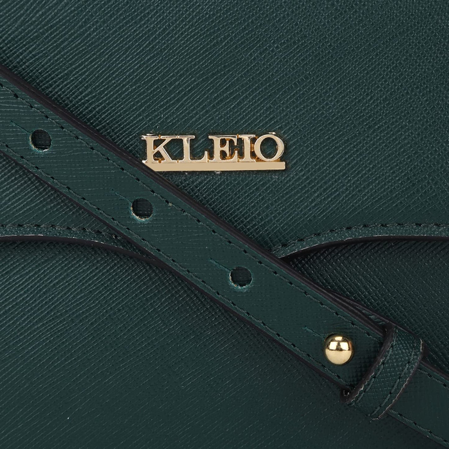 KLEIO Textured Leather Mini Handbag for Women (Dark Green) with Top Handle & Polyester Lining | Elegant Crossbody Bag for Girls with Adjustable & Detachable Sling Strap