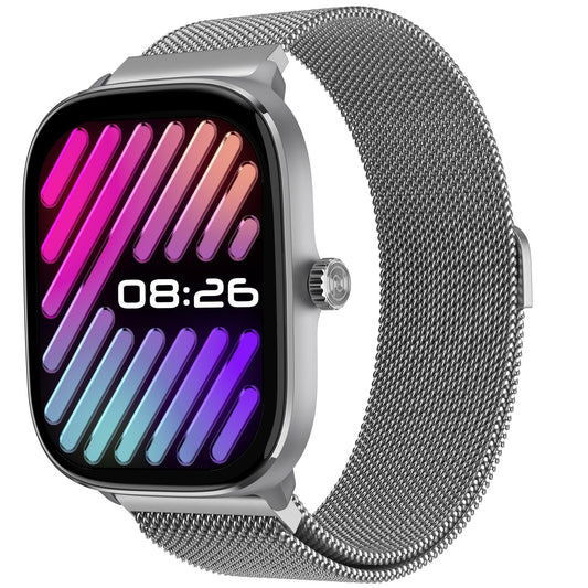 Noise New Macro Smart Watch with 2.0” HD Display,Metallic Finish BT Calling, Functional Crown, 7 Days Battery Life, Sleep Tracking, 200+ Watch Faces (Silver Link)