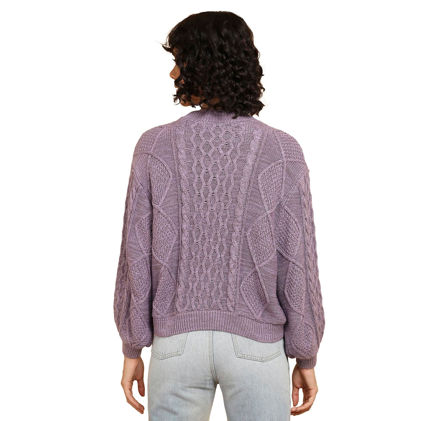 Wrangler Women's Cotton Crew Neck Sweater (WWSW001291_Purple