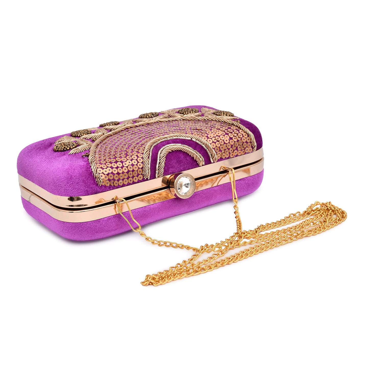 For The Beautiful You Neck Embroidered Women's Clutch (Purple)