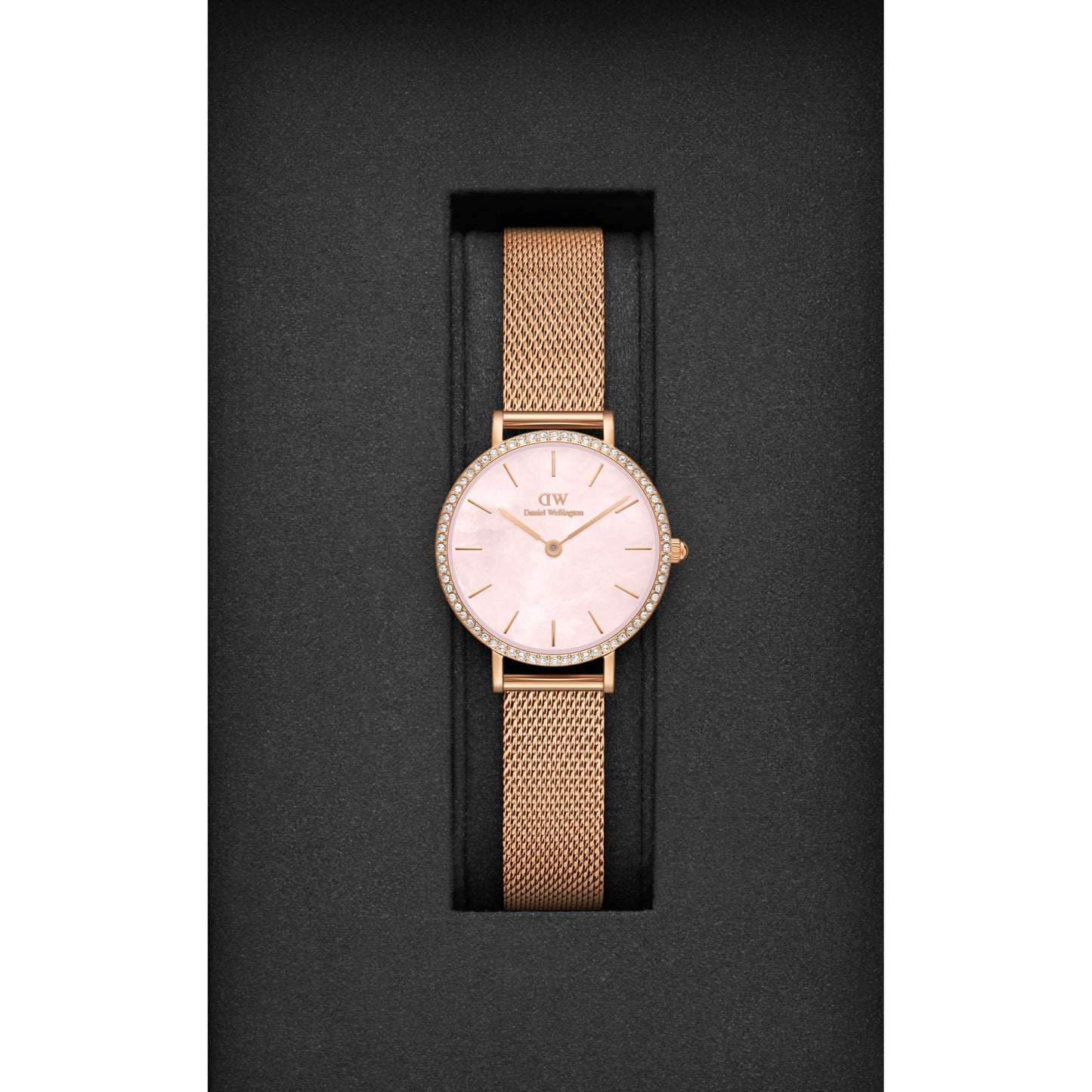 Daniel Wellington Women Analogue Mother of Pearl Pink Round Dial Watch- DW00100663K