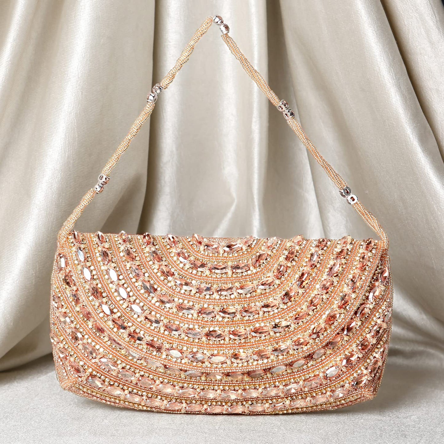 Peora Rose Gold Clutch Purses for Women Wedding Handmade Evening Handbags Party Bridal Clutch