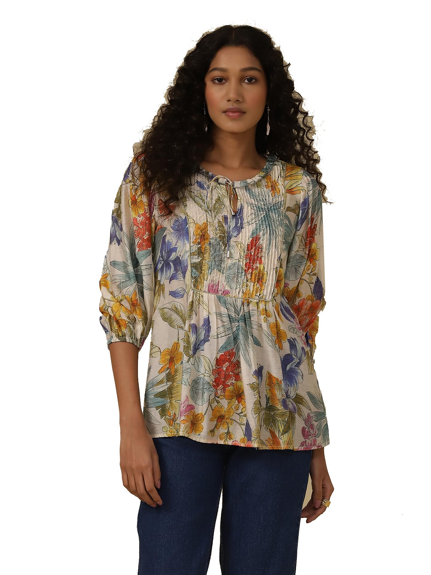 Aarke Ritu Kumar White Floral Print Top