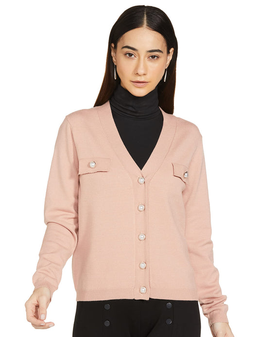 Max Women's Polyester Classic Sweater (Blush)