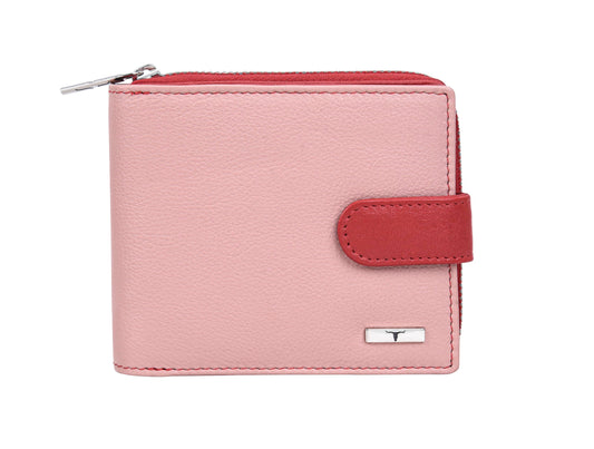 URBAN FOREST Luna Red/Pink Leather Wallet for Women