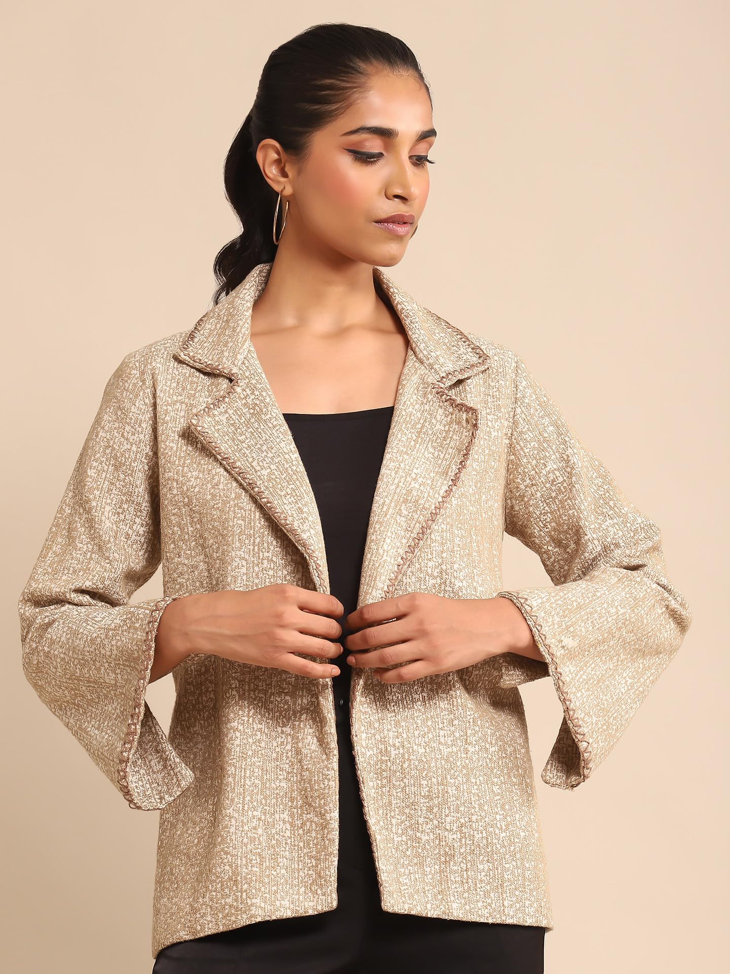 Ritu Kumar Beige Cotton Jacquard Jacket