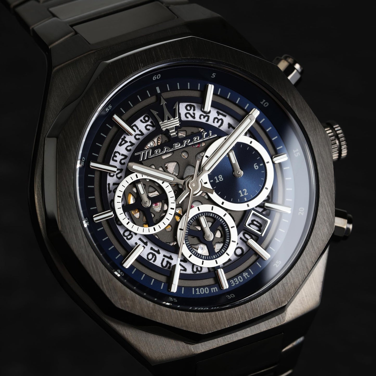 Maserati Design Date Chronograph Analog Dial Color Skeleton Men's Watch - R8873642012