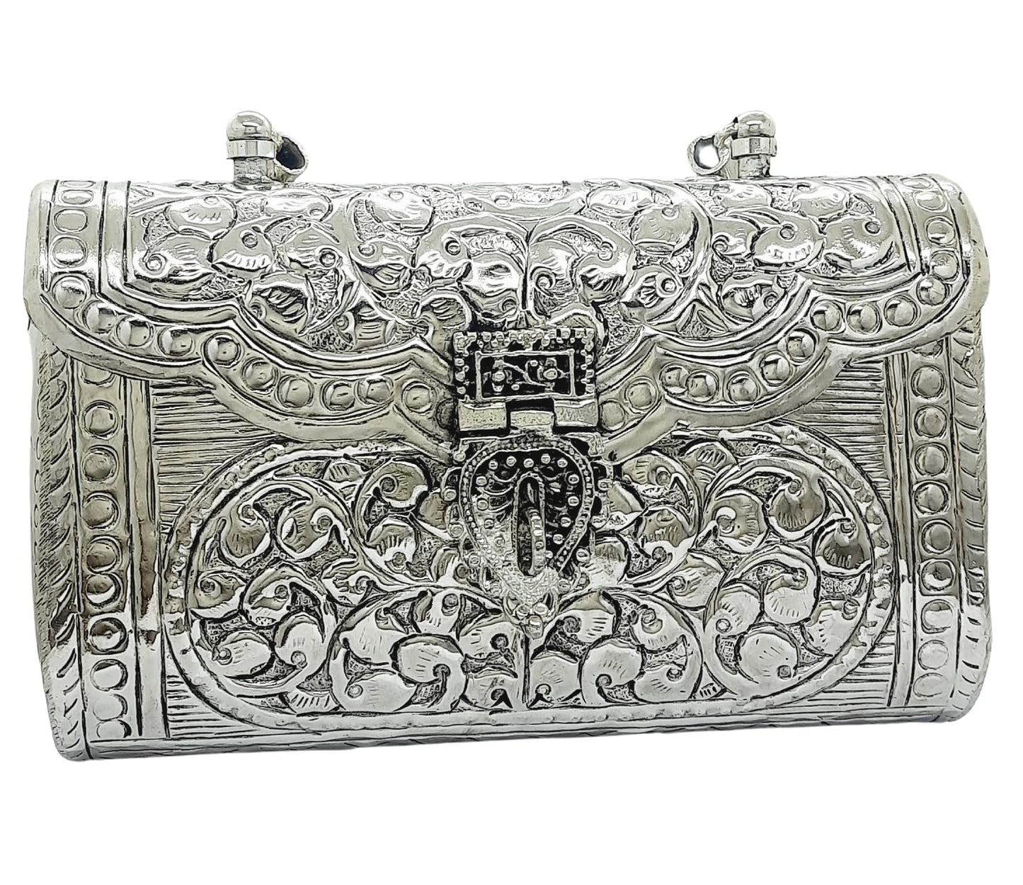 Trend Overseas Women's Silver Handle metal Clutch Hand Cluth (Bohemian)