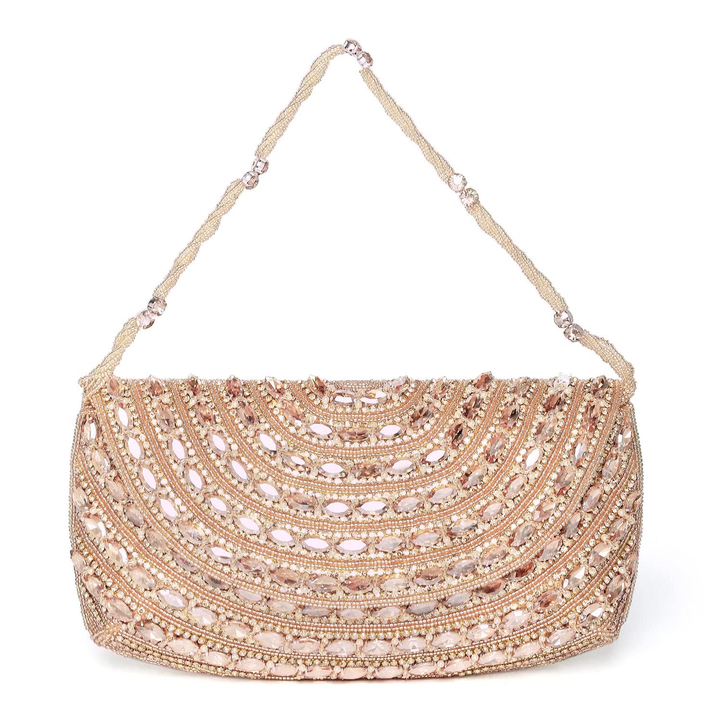 Peora Rose Gold Clutch Purses for Women Wedding Handmade Evening Handbags Party Bridal Clutch