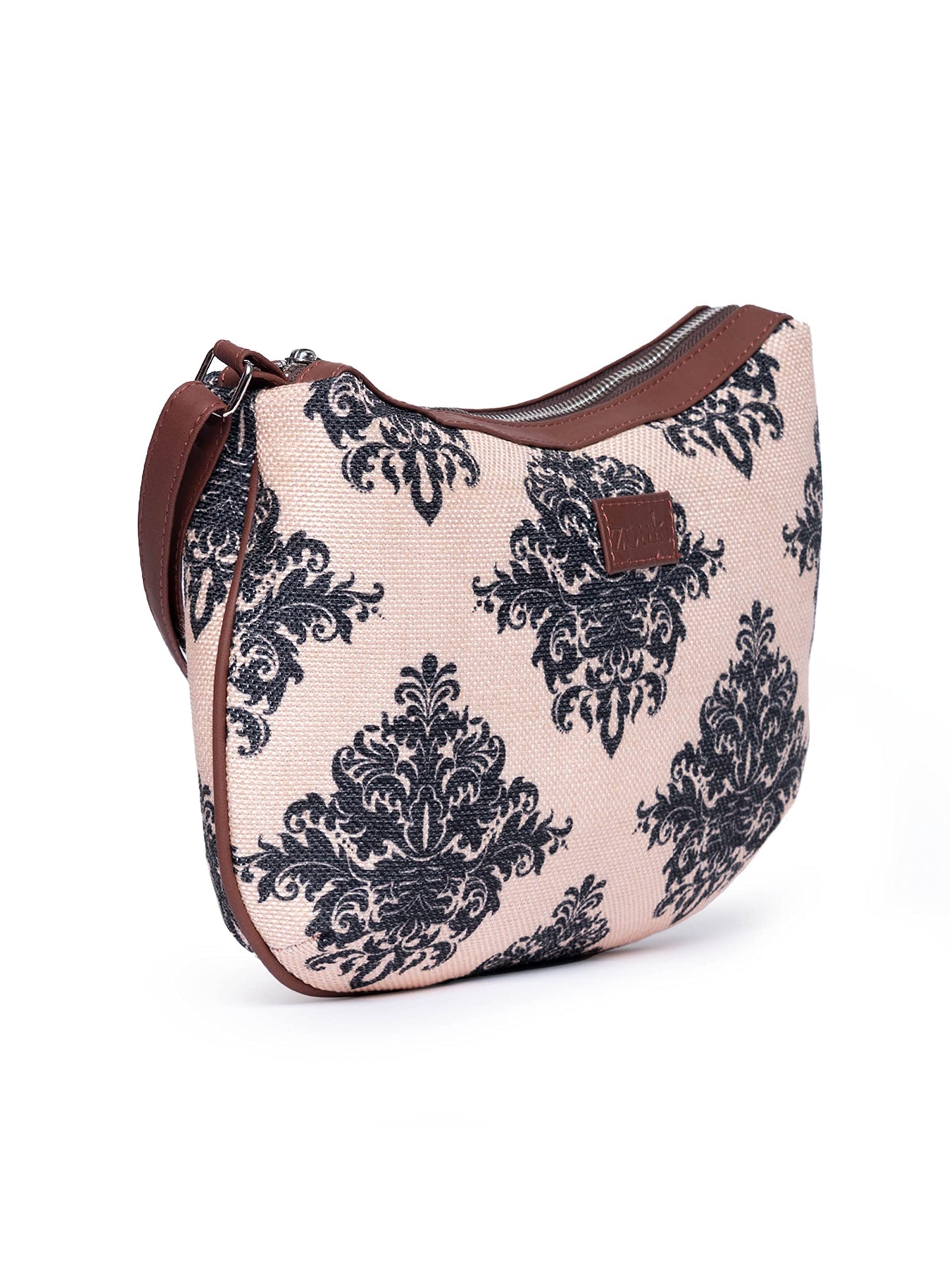 ZOUK 100% PeTA Approved Vegan Leather Mughal Motif Print Shoulder Bag for Women