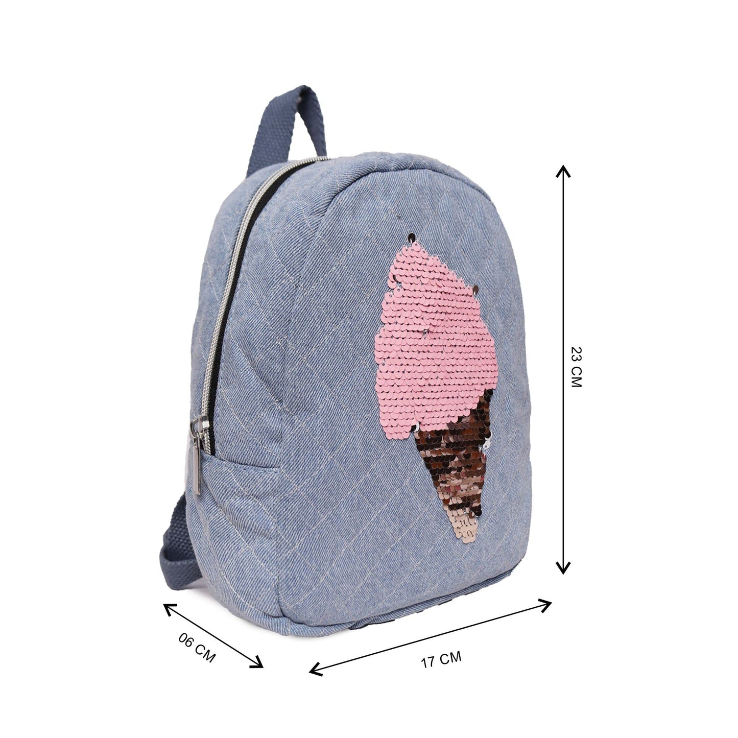 ASTRID Sequinned Icecream Denim Backpack Small Size For Kids