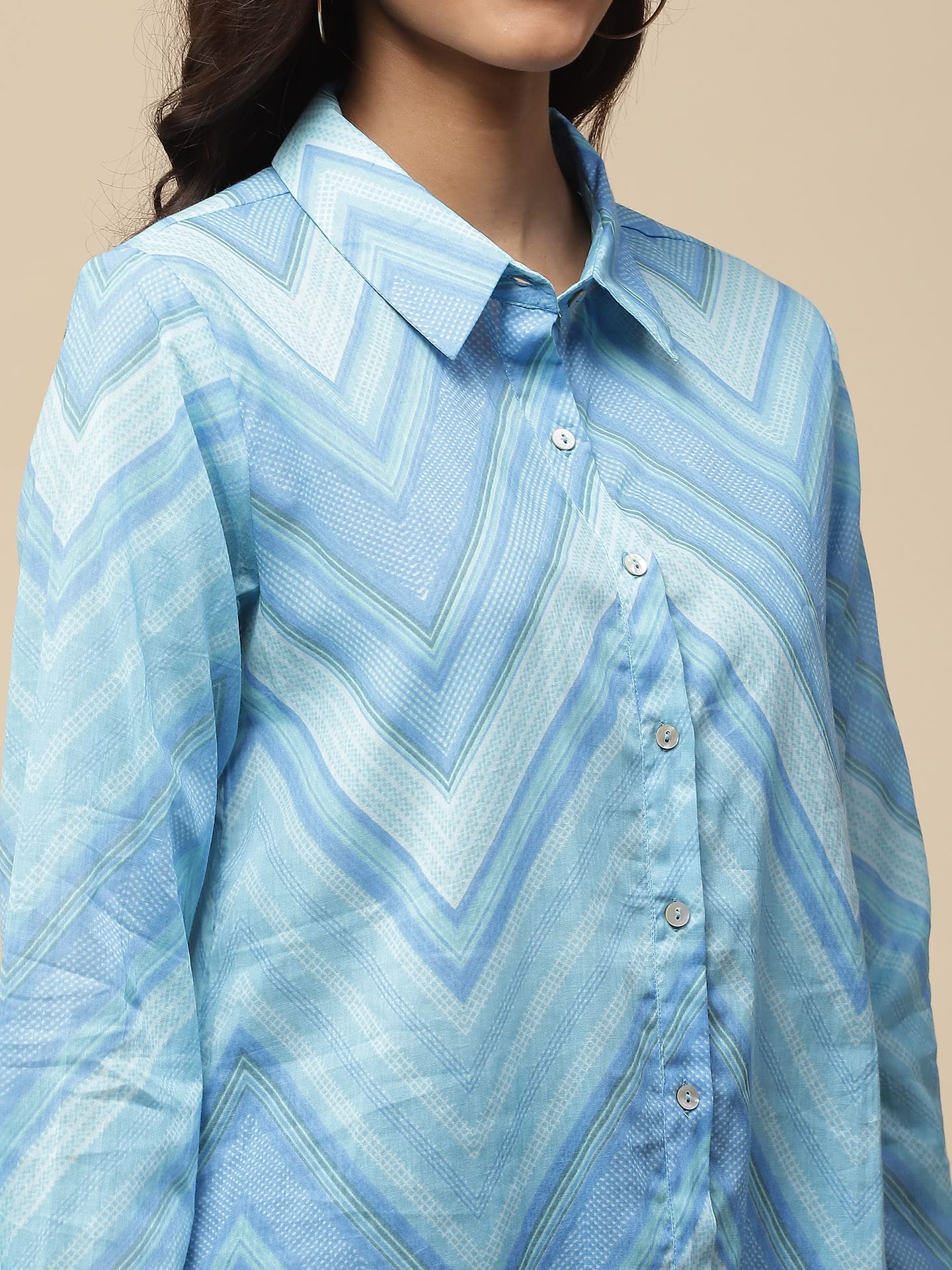 Aarke Ritu Kumar Blue Chevron Stripe Shirt