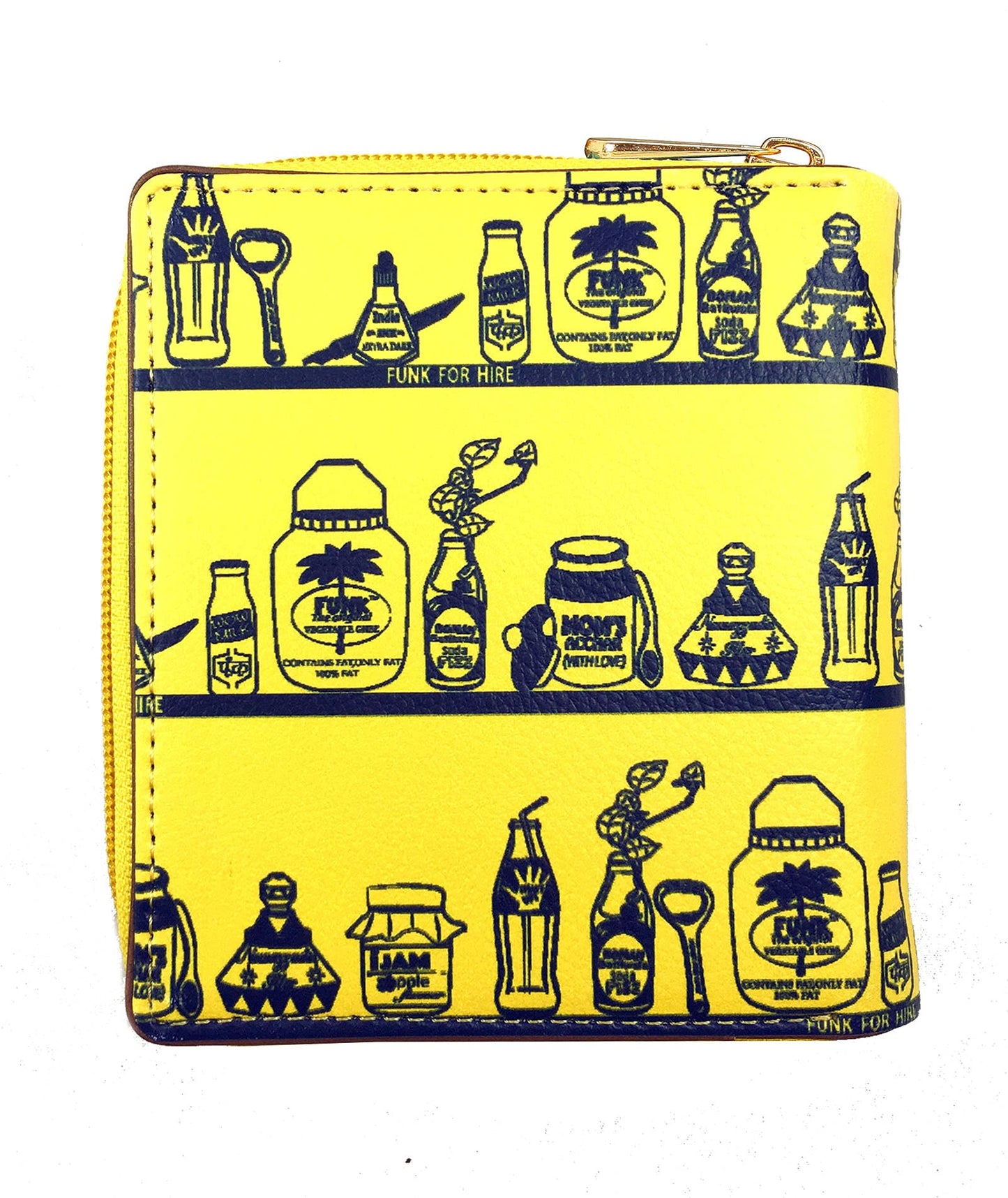 Funk For Hire Women Printed Yellow PU Leather pocket square wallet