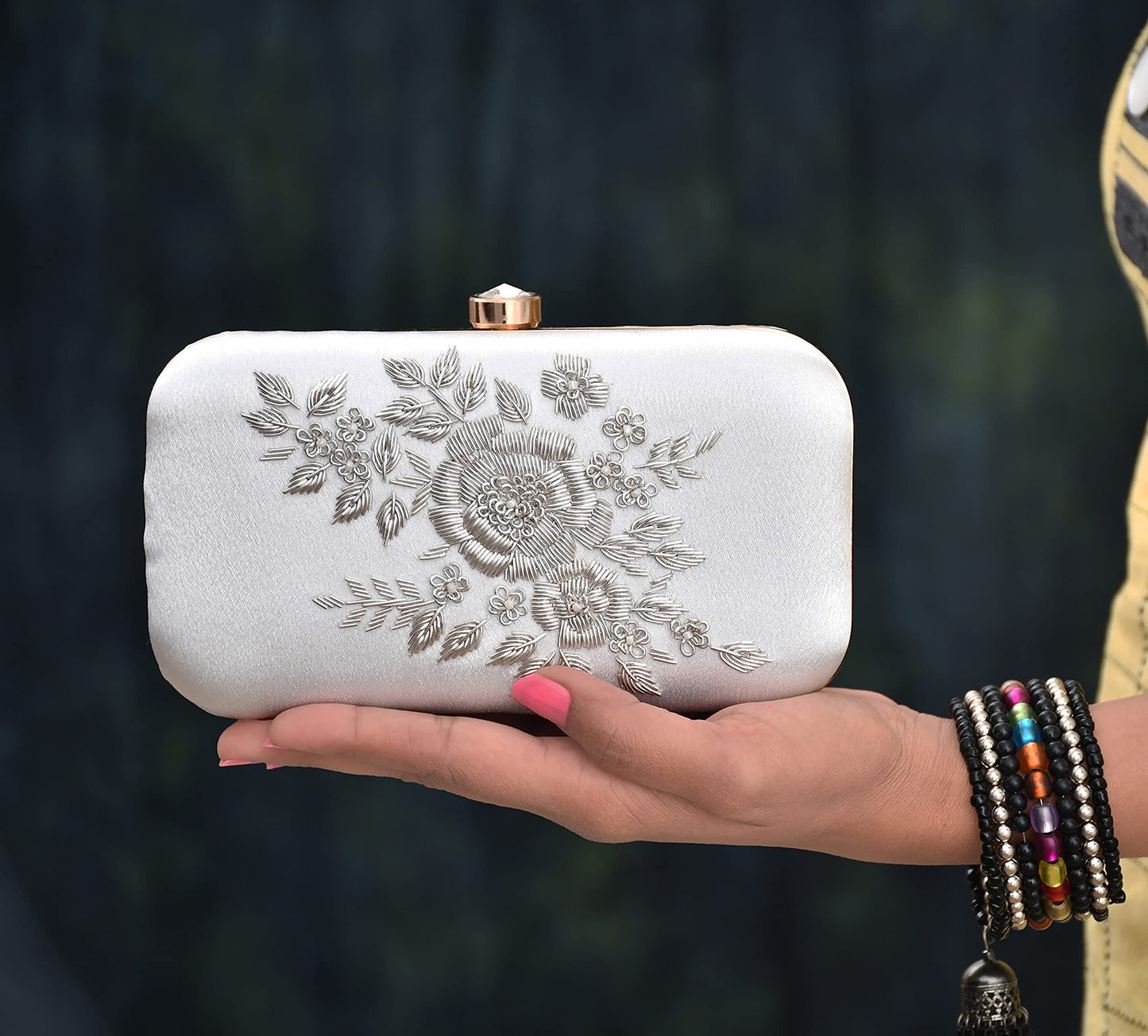 For The Beautiful You Big Flower Women's Clutch (White)