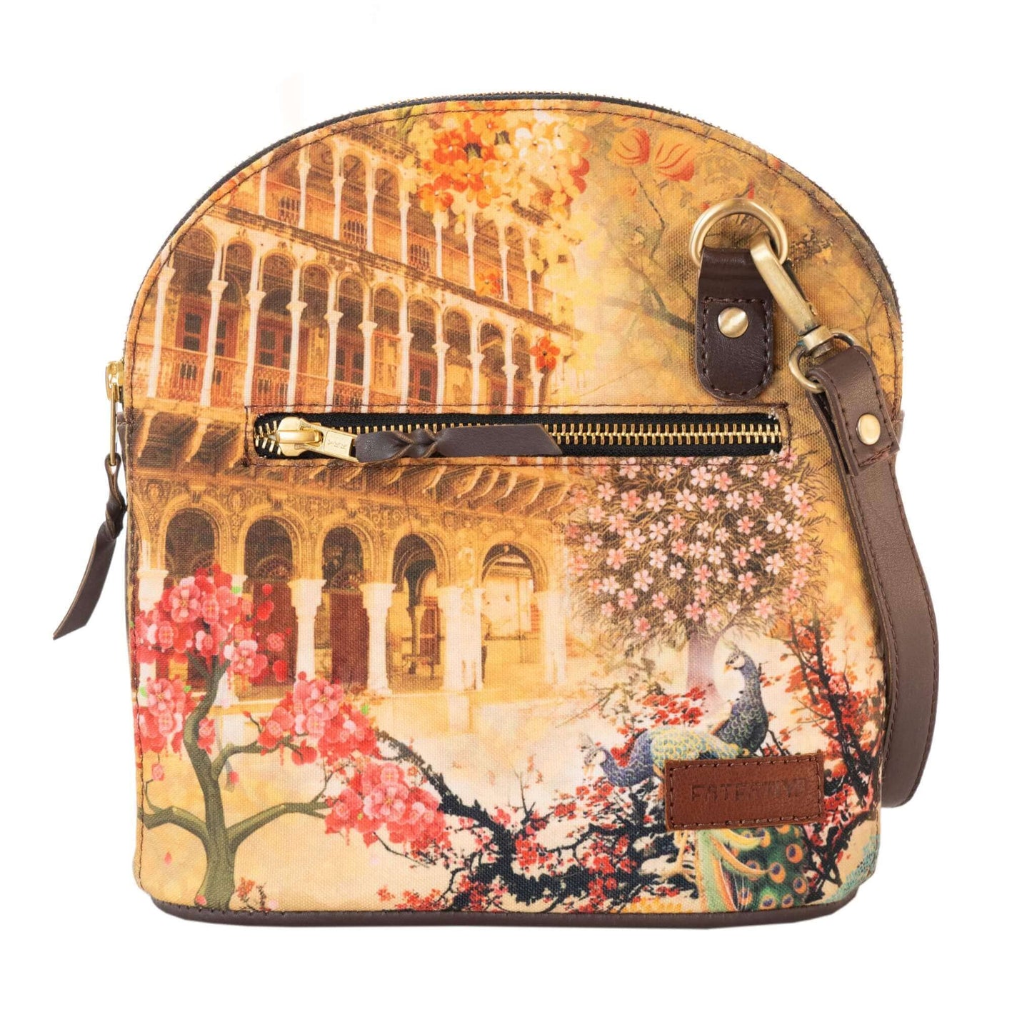 Fatfatiya Fort and Floral Fashion Crossbody Bag, Printed Handicraft Fabric Crossbody Sling Bag for Women Ladies