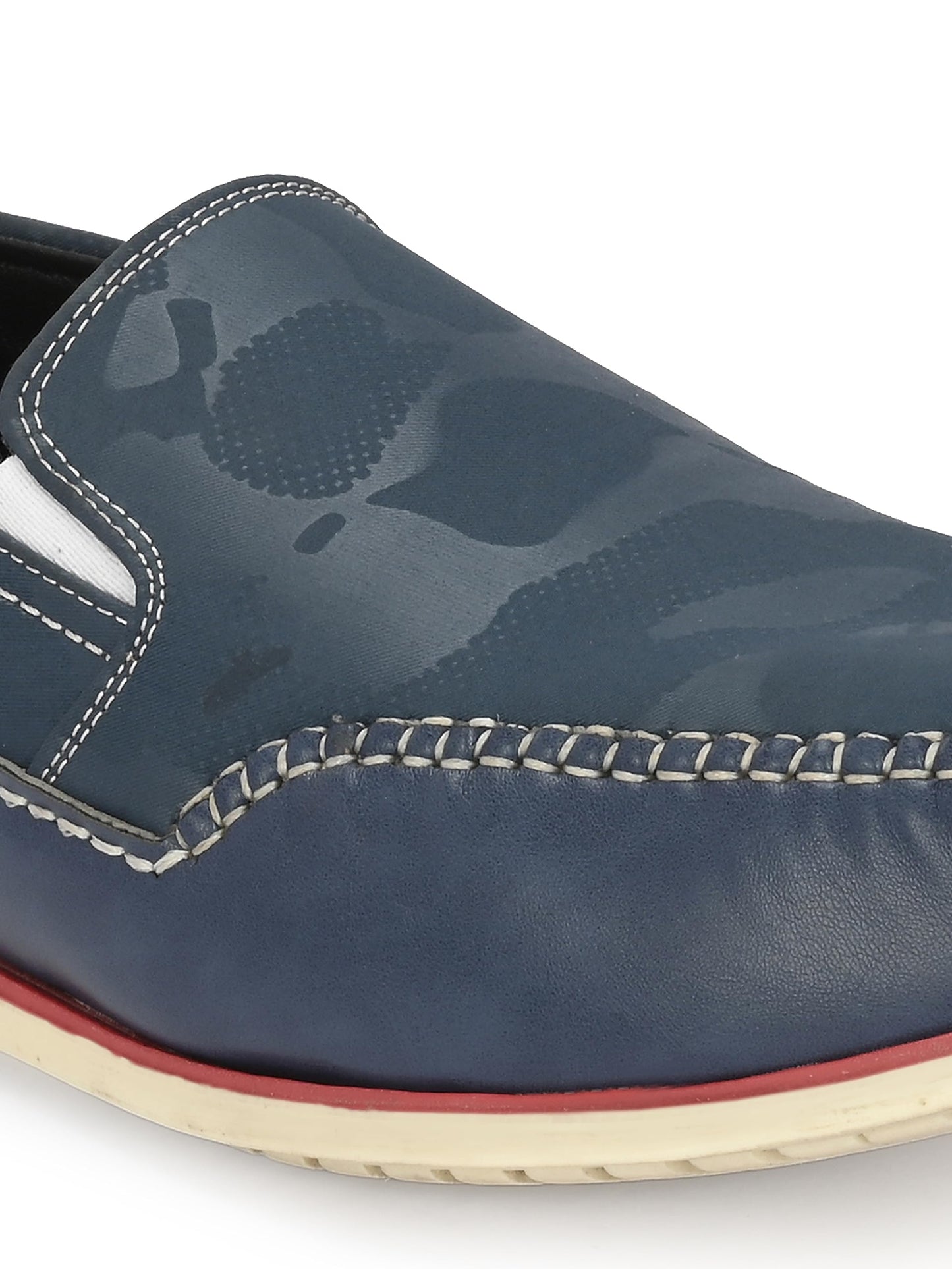 HITZ Men's Blue Leather Moccasins Boat Shoes - 6