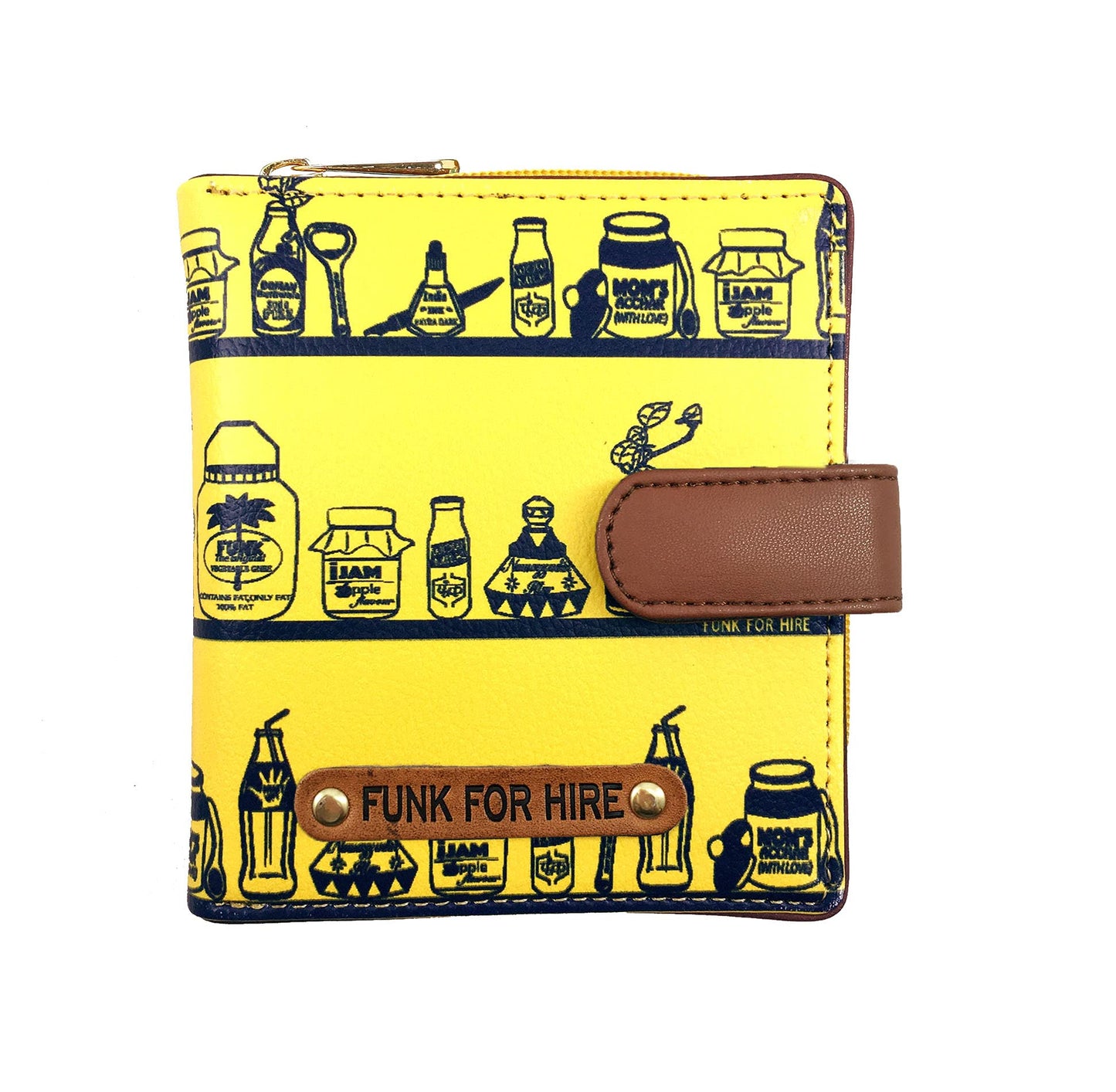 Funk For Hire Women Printed Yellow PU Leather pocket square wallet