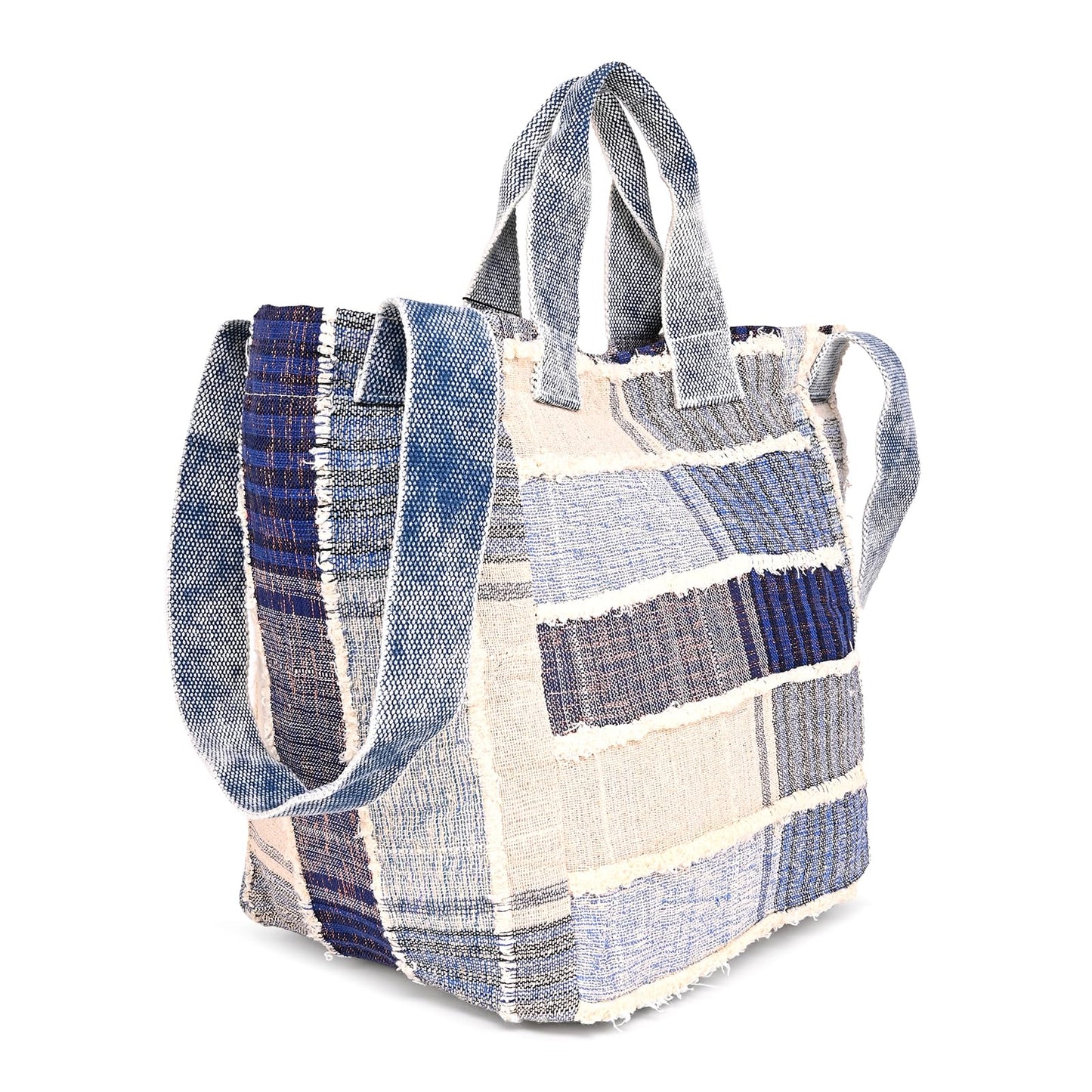 Boho Girl Canvas Jacquard Tote | Womens College Handbag | Indigo Shoulder Bag