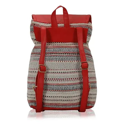 KLEIO Women's Casual Spacious Backpack Hand Bag (Red, White)