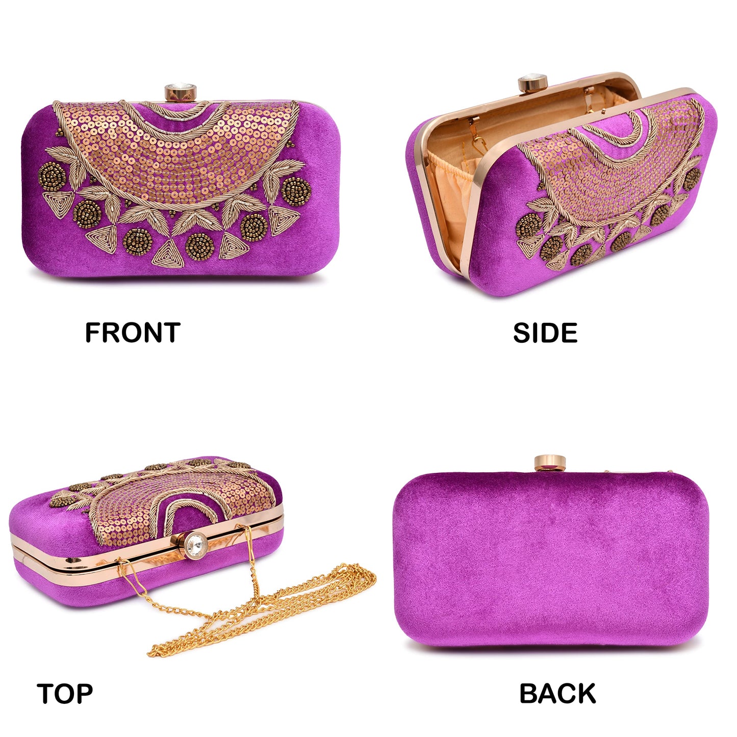 For The Beautiful You Neck Embroidered Women's Clutch (Purple)