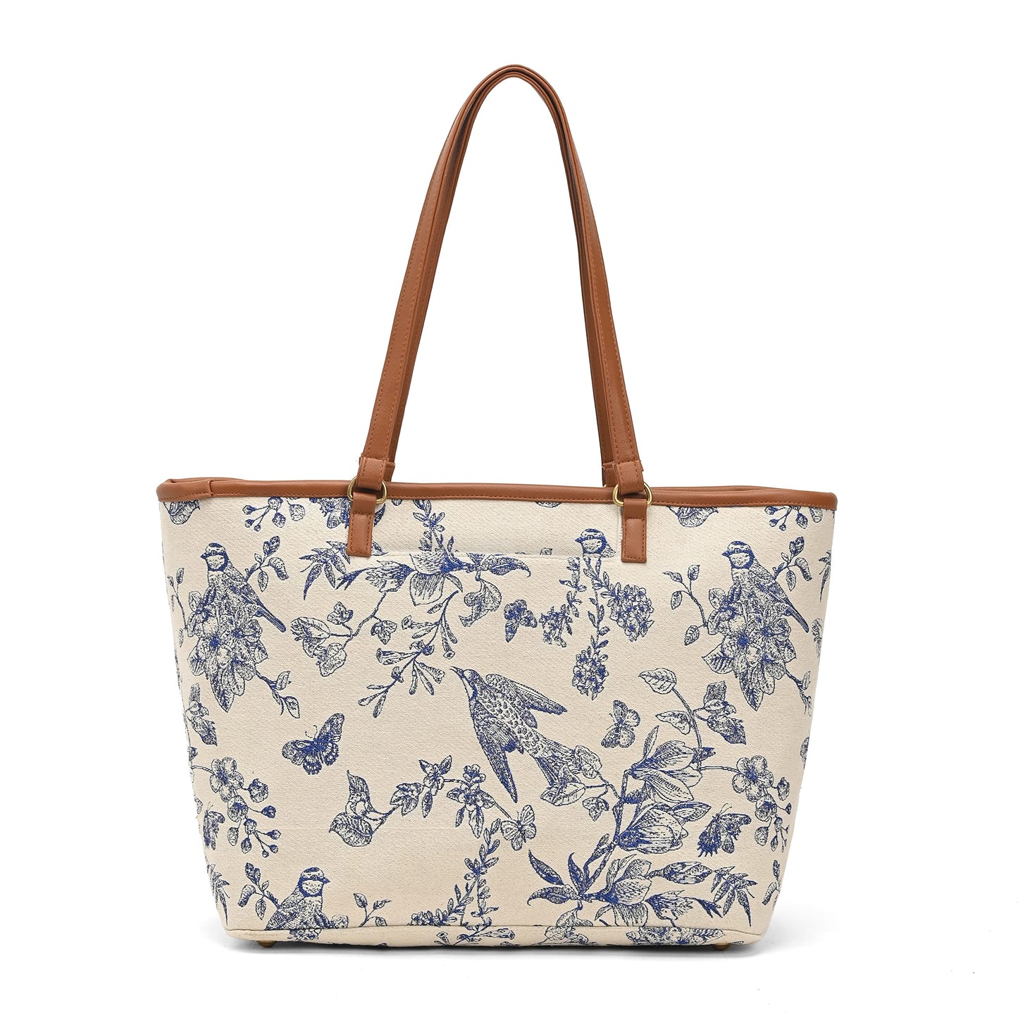 Boho Girl Toile Floral Tote Bag for Women/Girl ll Handbags with Double Handle ll Printed Totes for Women ll Ladies Purse Handbag ll College Bag for Girls (Blue)