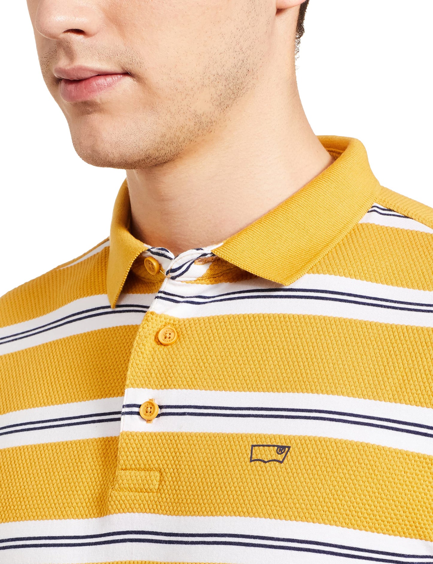 Levi's Men's Striped Regular Polo Shirt (74700-0094_Tinsel Yellow S)