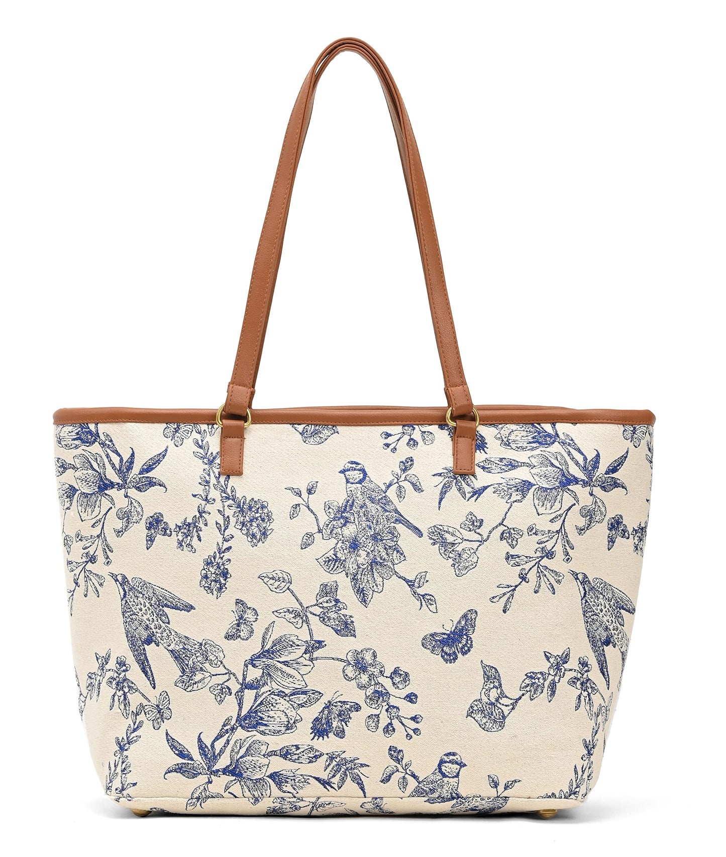 Boho Girl Toile Floral Tote Bag for Women/Girl ll Handbags with Double Handle ll Printed Totes for Women ll Ladies Purse Handbag ll College Bag for Girls (Blue)