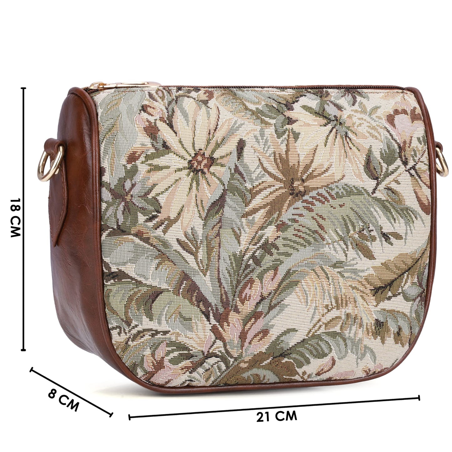 THE CLOWNFISH Garnet Series Printed Handicraft Fabric & Tapestry Crossbody Sling Bag for Women Ladies Single Shoulder Bag Shoulder Belt (Blue-Spade)