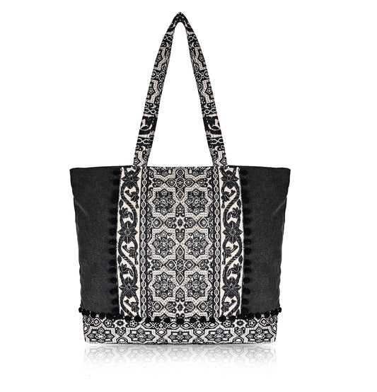 Boho Girl Black Iris Tote Bag For Women