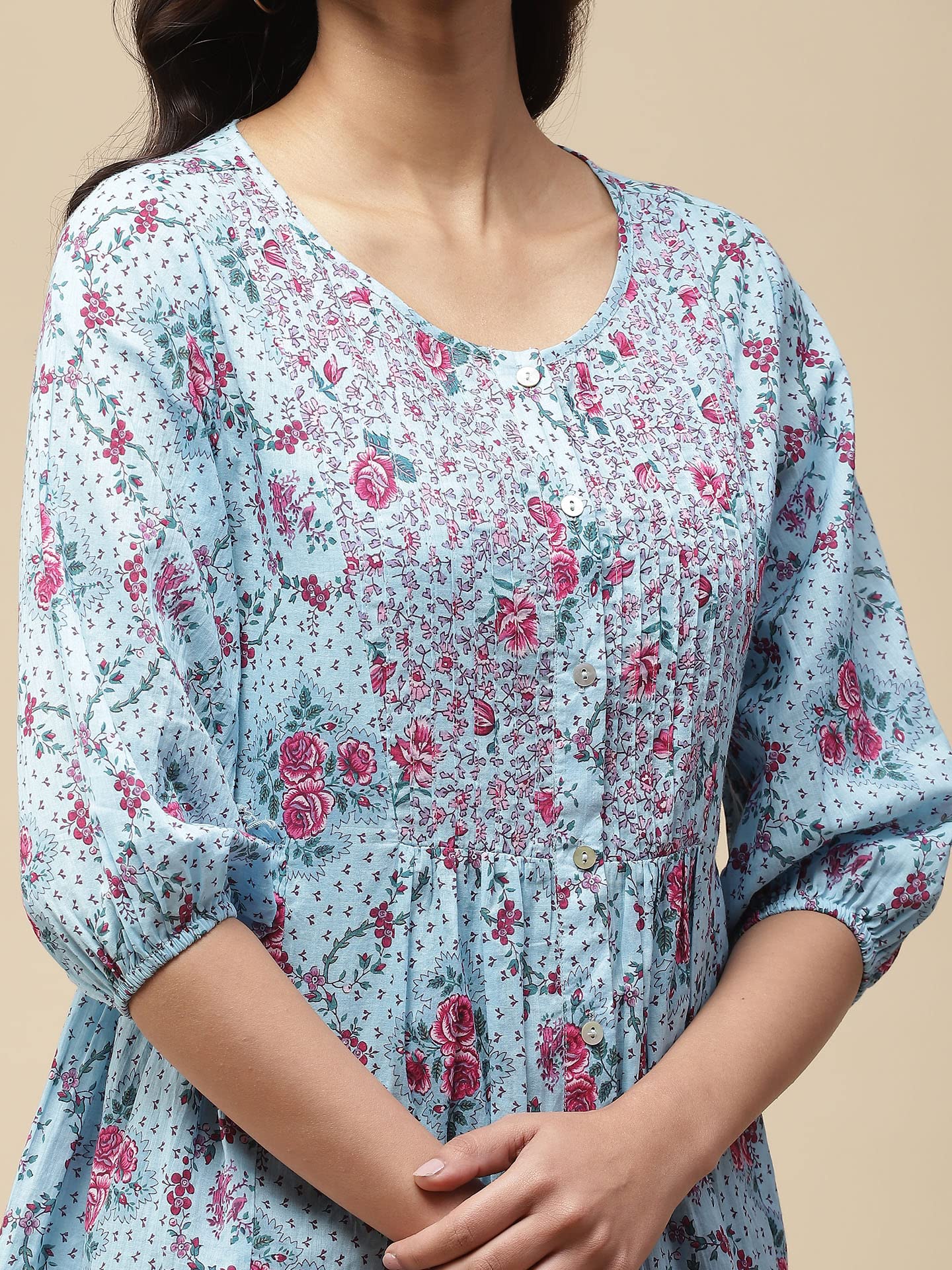 Aarke Ritu Kumar Blue Printed Cotton Top